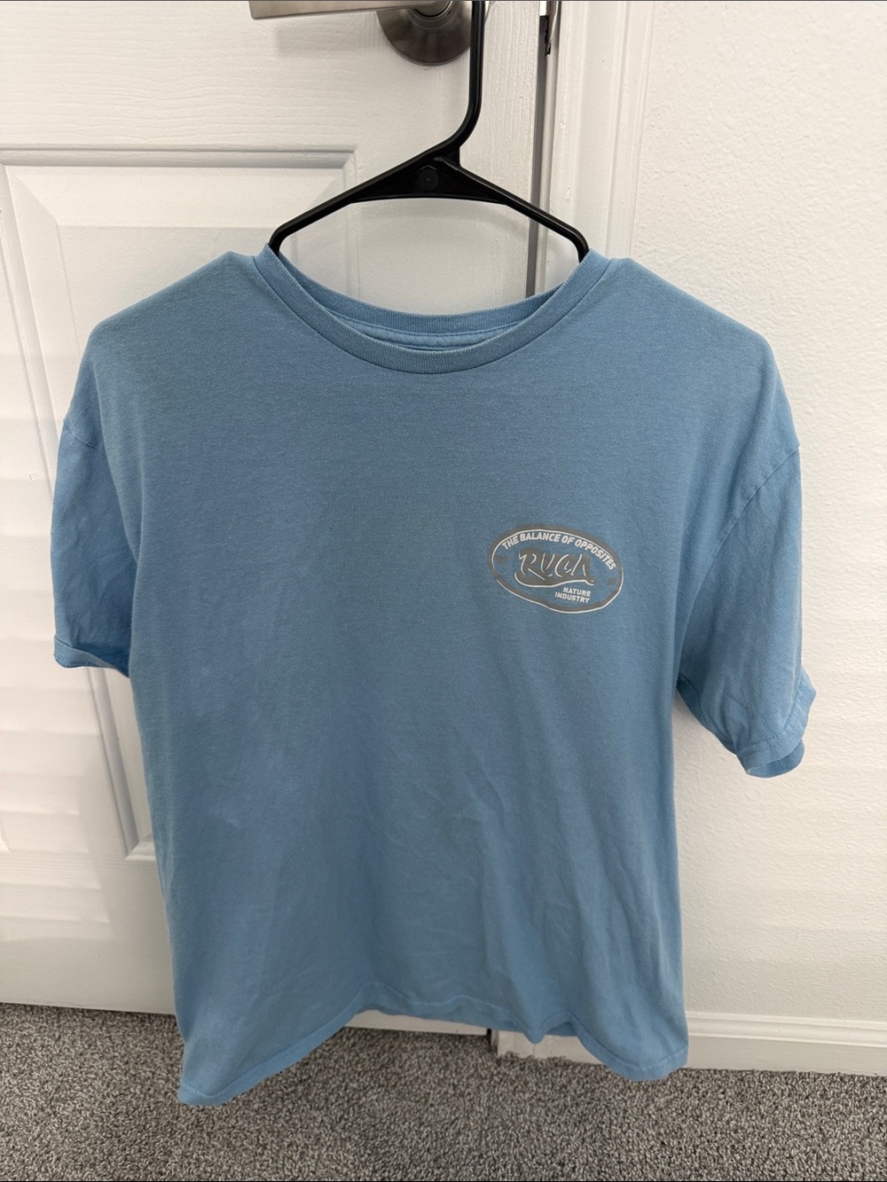 RVCA Short Sleeve Tee in Light Blue with Chest Logo